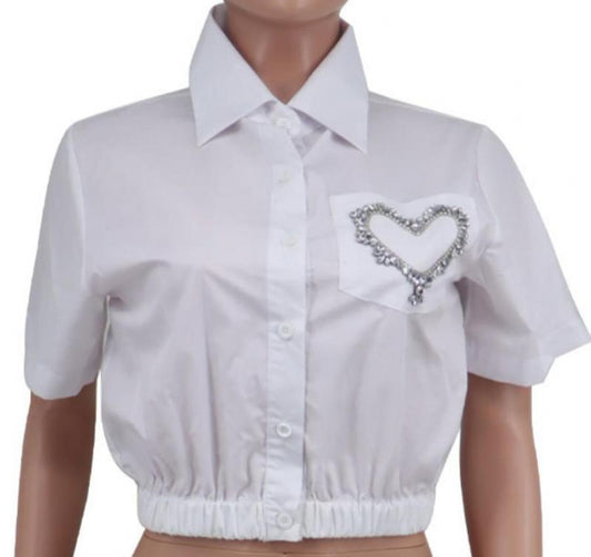 Mi Amor Rhinestone Cropped Shirt