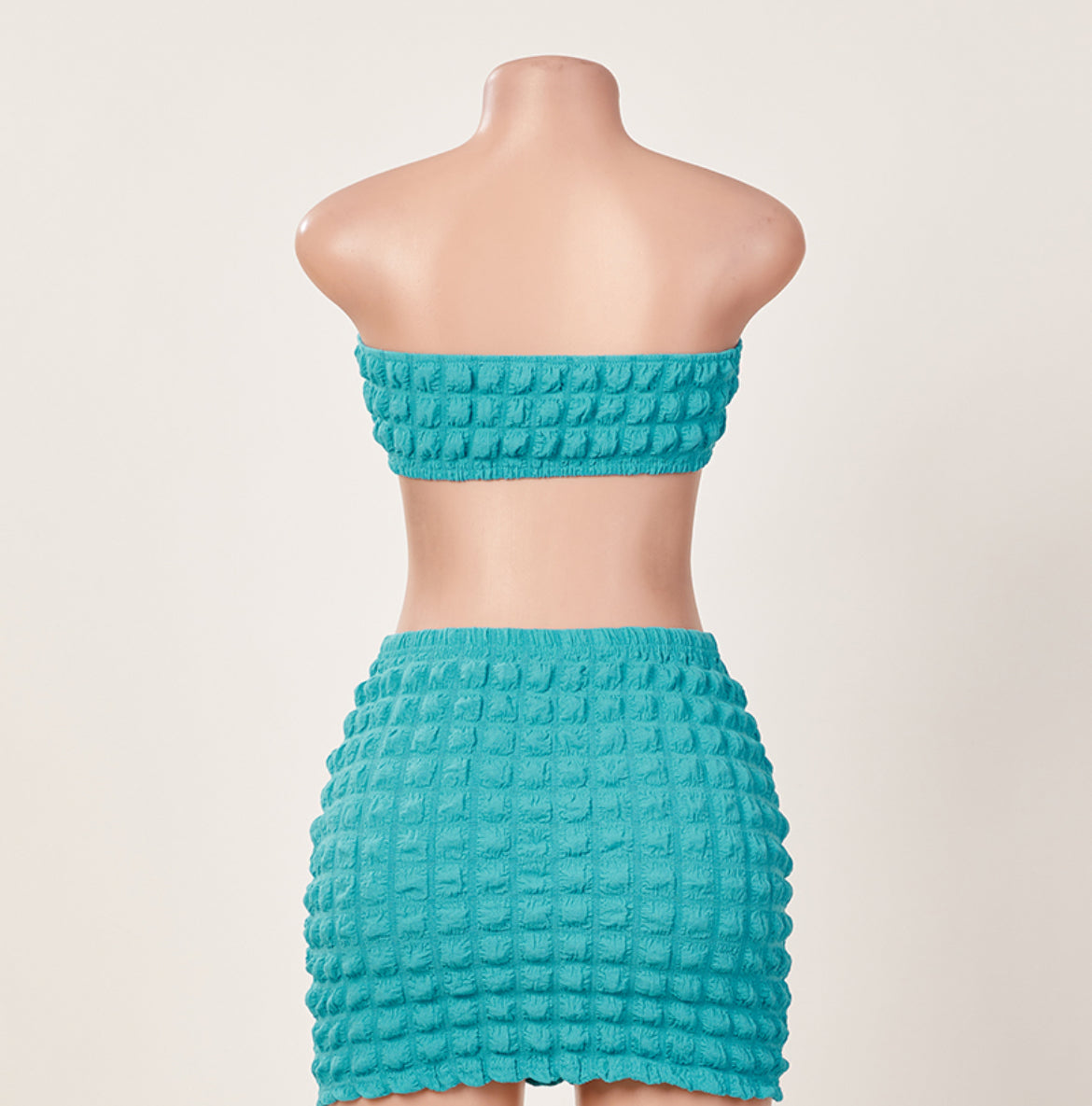 Puffer Me Blue Two Piece Skirt Set